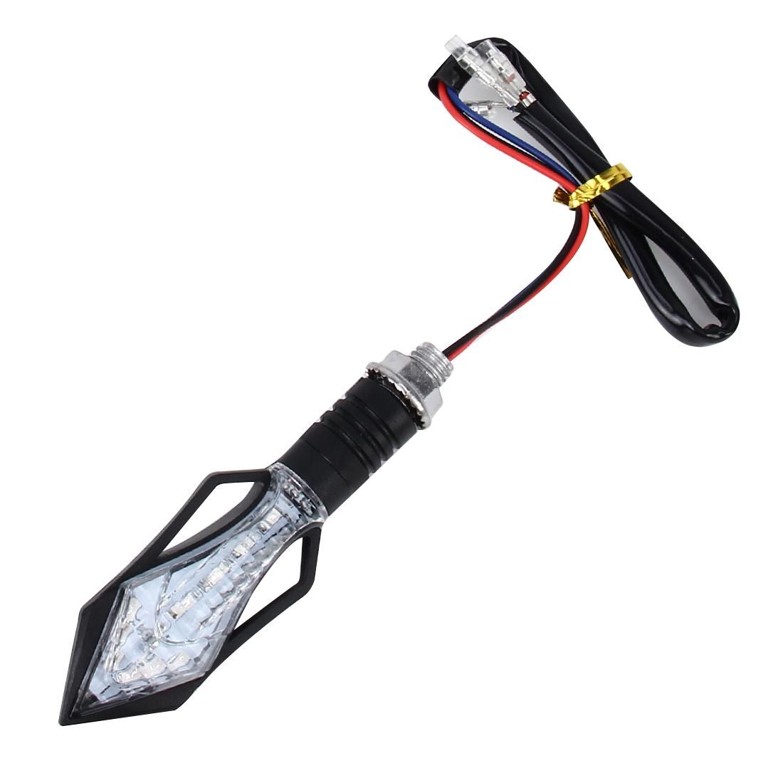 4 PCS Sword Shape DC 12V Motorcycle 13-LED Yellow + Blue Light Turn Signal Indicator Blinker Light