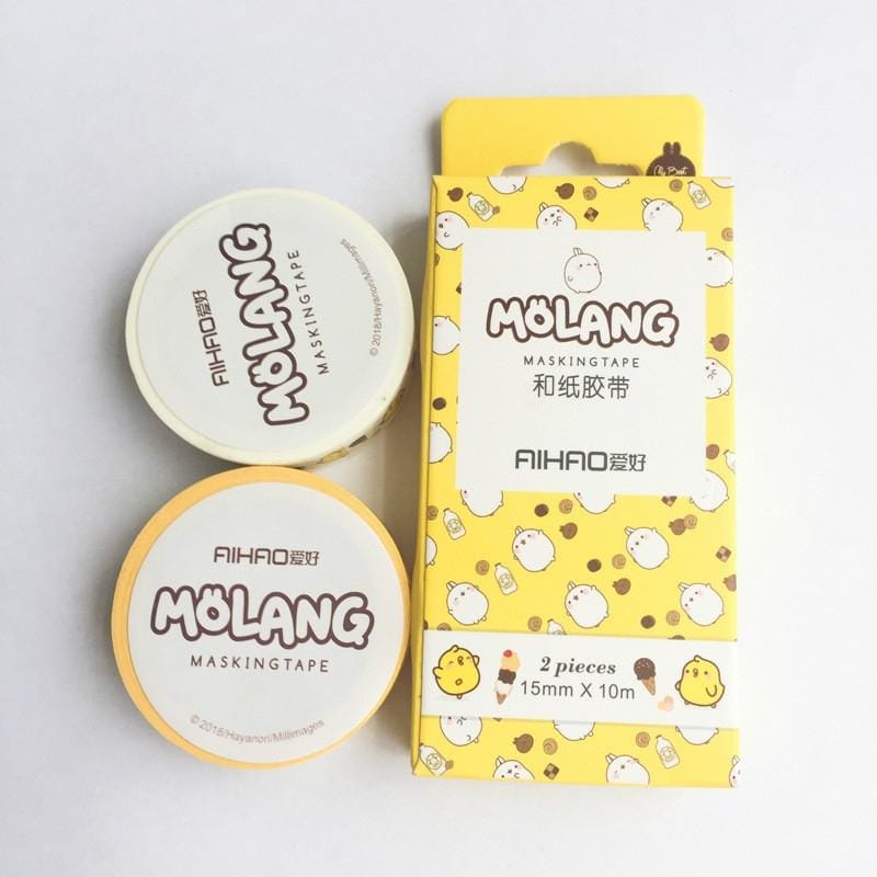 2 PCS Creative Animal Pet Rabbit Tape Adhesive Tape DIY Scrapbooking Sticker Label Craft Masking Tape (Yellow)