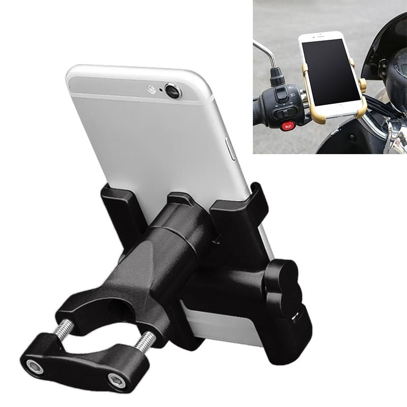 Motorcycle Handlebar Aluminum Alloy Phone Bracket, Suitable for 60-100mm Device (Black)