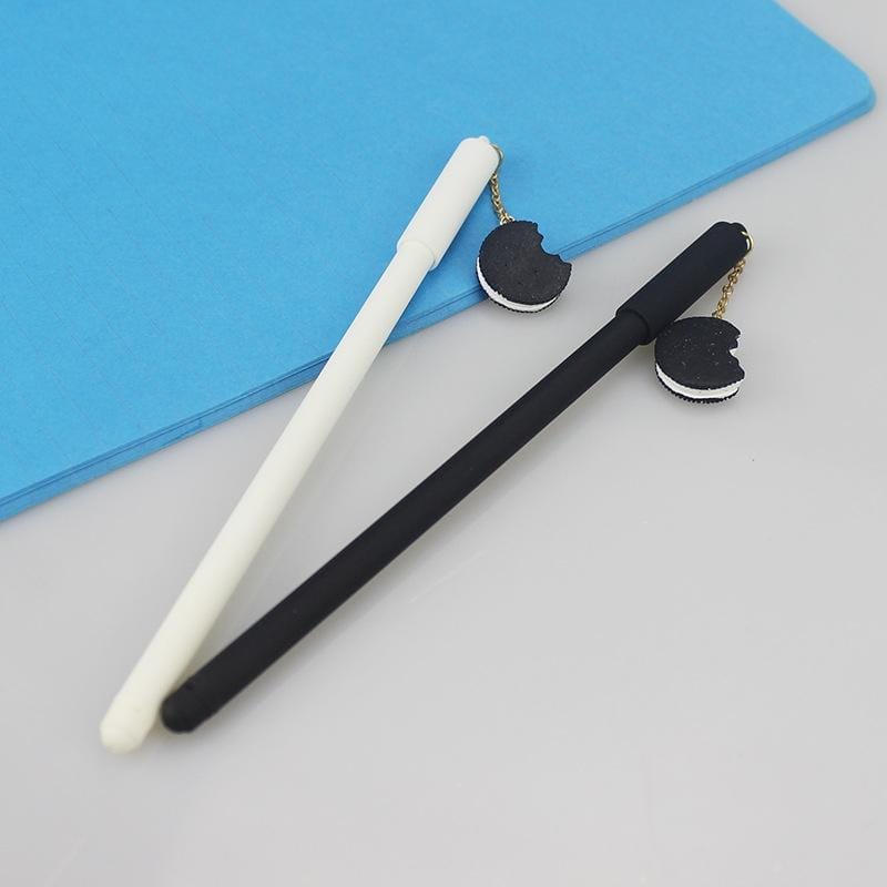 2 PCS Biscuit Pendant Gel Pen Student Creative Needle Gel Pen Stationery Gift Random Color Delivery, Refill Thickness:0.5mm