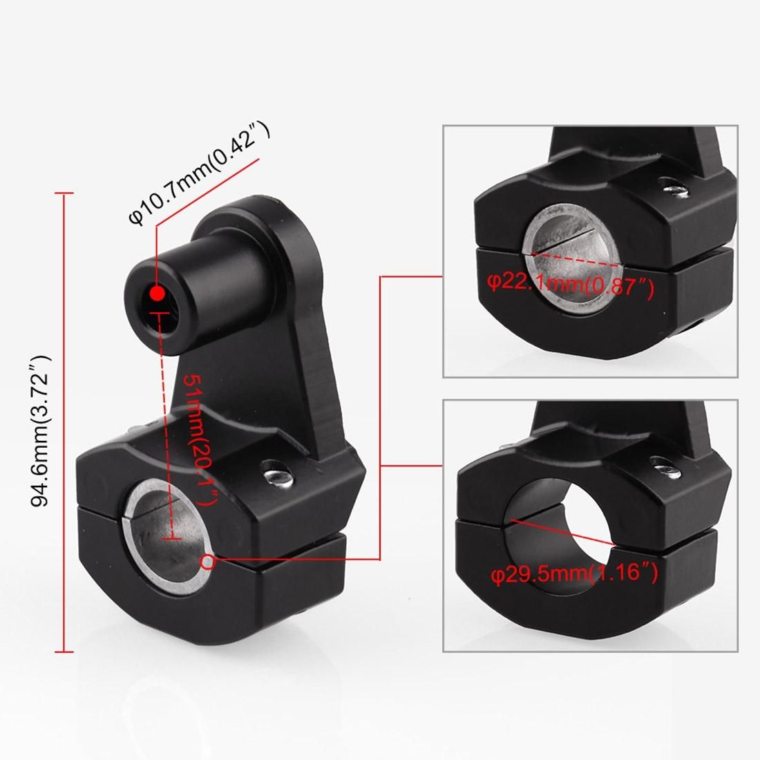 MB-MH025-BK Universal Motorcycle Aluminum Alloy Adjustable Handlebar Fixed Bracket, One Pair