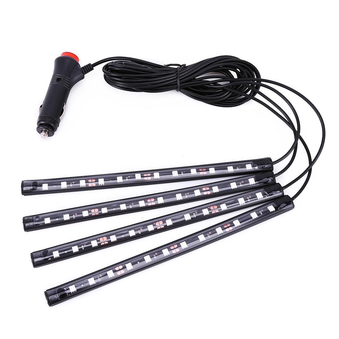 4 in 1 Universal Car LED Atmosphere Lights Colorful Lighting Decorative Lamp, with 48LEDs SMD-5050 Lamps, DC 12V 3.7W (Red Light)