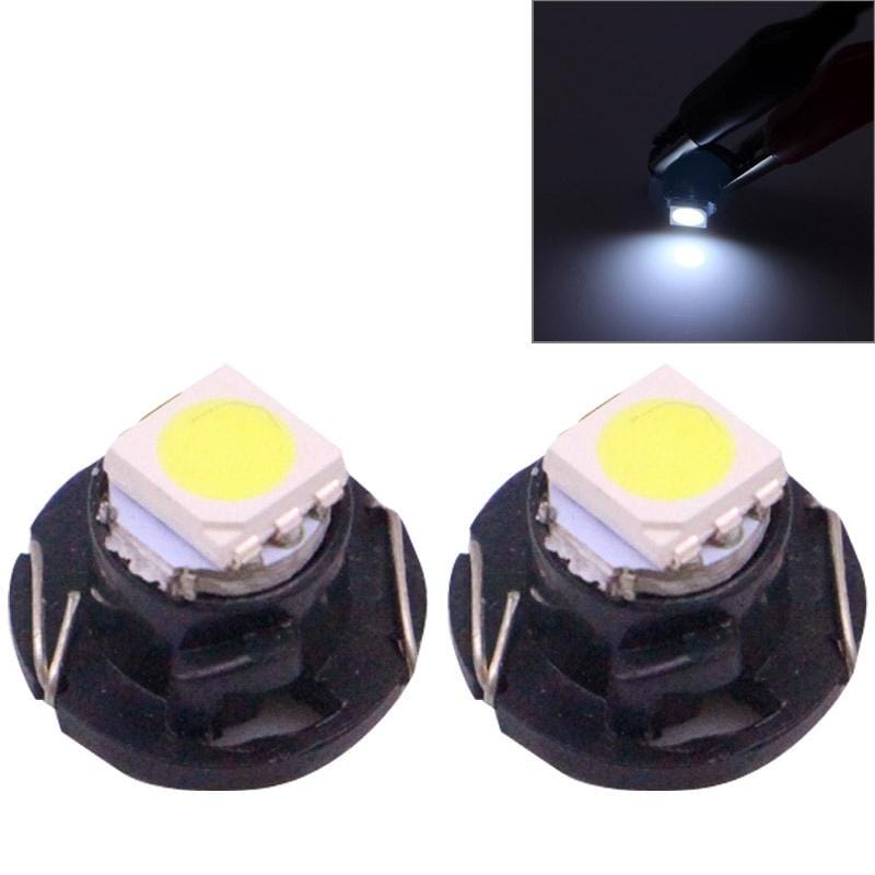 2 PCS T4.7 White Light 0.2W 12LM 1 LED SMD 5050 LED Instrument Light Bulb Dashboard Light for Vehicles, DC 12V (Black)