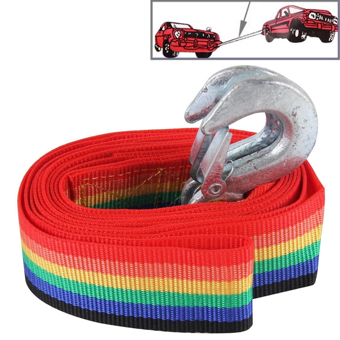 ZONGYUAN 3m�4cm 3 Ton Car Towing Rope Straps with Two Hooks High Strength Cable Cord Heavy Duty Recovery Securing Accessories for Cars Trucks (Colour)