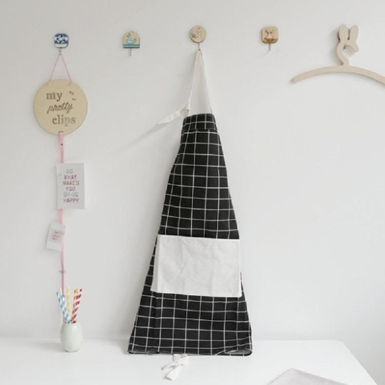 Geometric Pattern Parent-child Waterproof Oil-proof Apron, Style:Black Plaid-adult