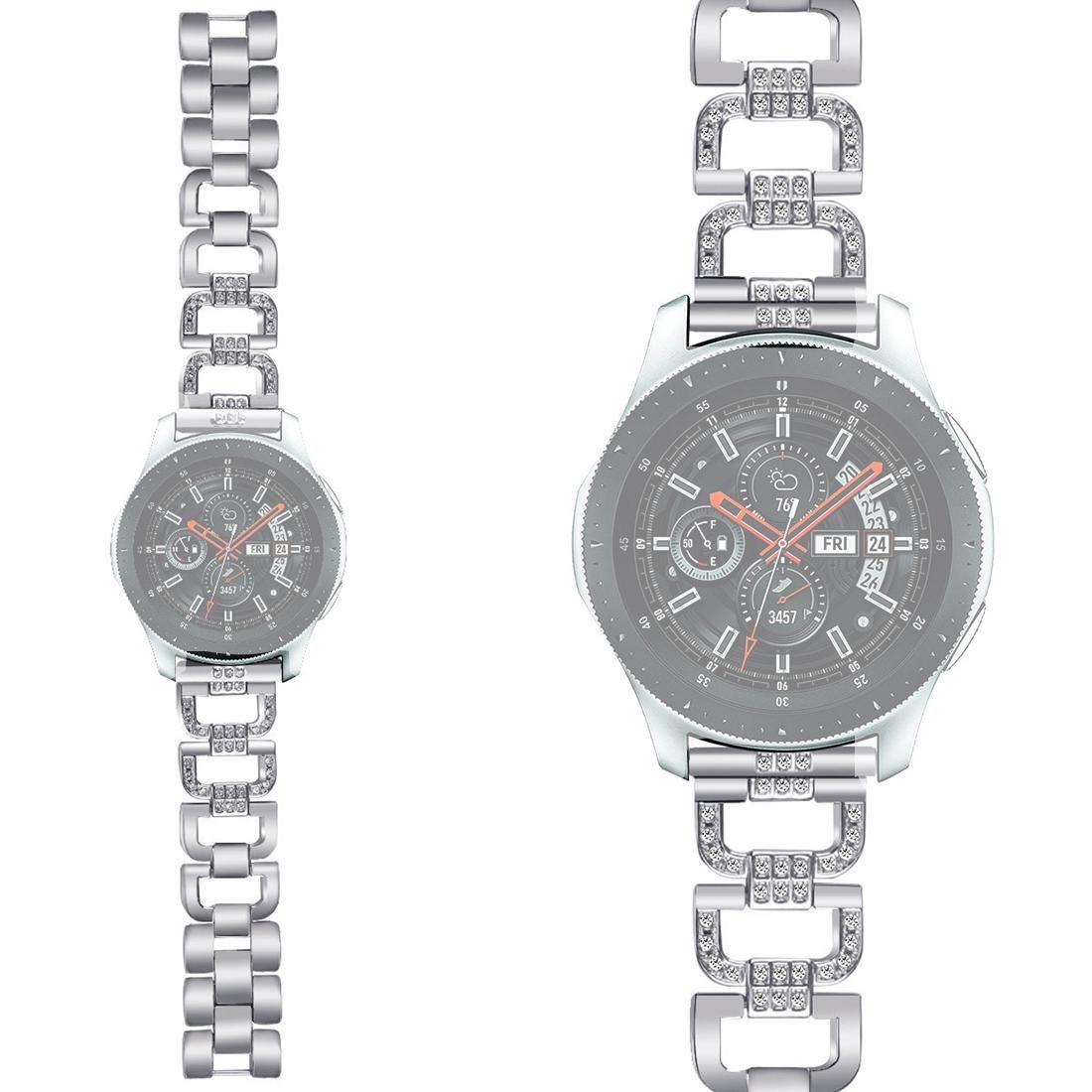 For Galaxy Watch Active 2 Metal Diamond-studded D-chain Watch Strap Watchband, Size:22mm (Black)