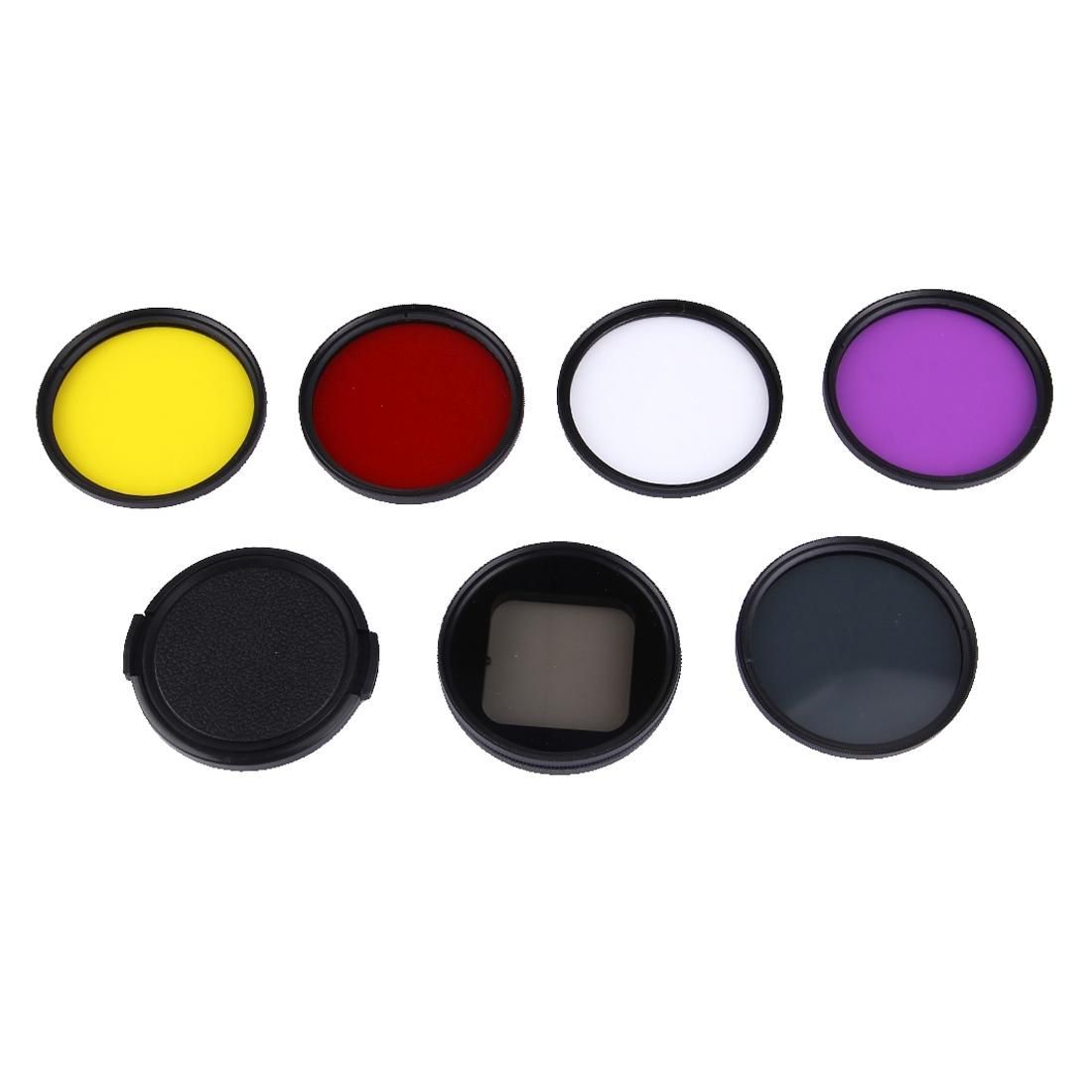 6 in 1 Proffesional 58mm Lens Filter & Waterproof Housing Case Adapter Ring for GoPro HERO4 / 3+ & Xiaomi Xiaoyi Yi II 4K & SJCAM SJ5000 Sport Action Camera