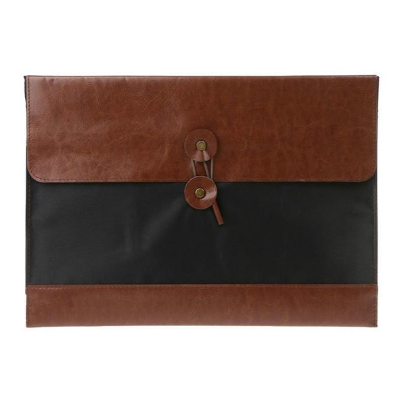A4 Organ Bag PU Leather Document Bag Briefcase Storage Bag Office Folder (Brown Red)