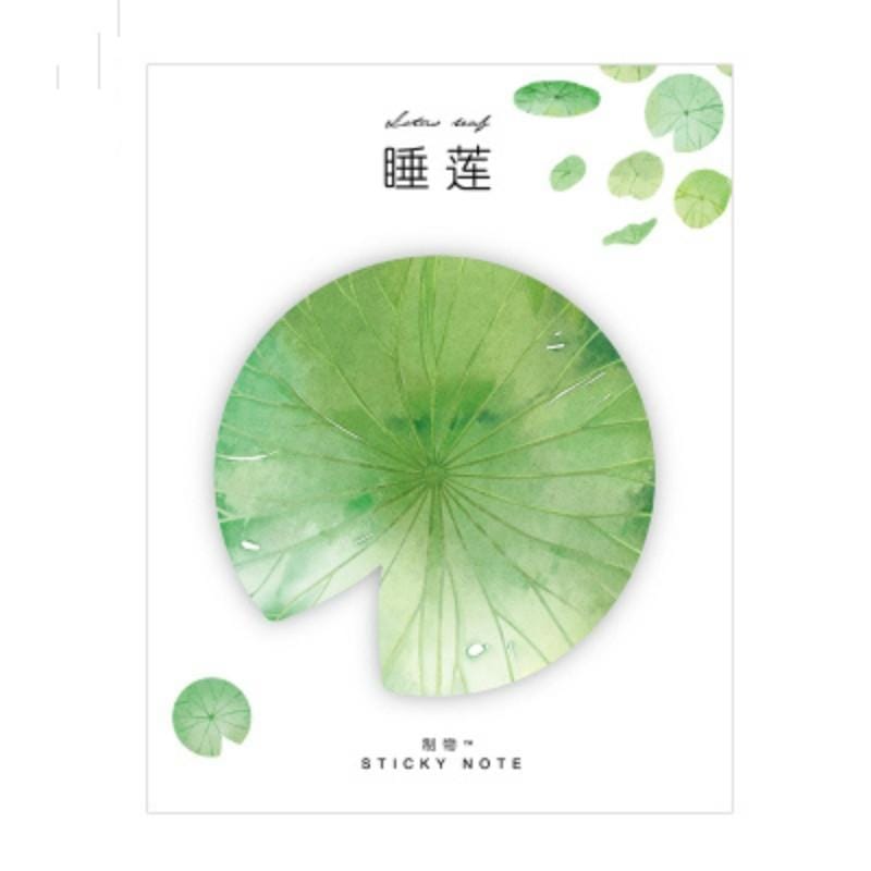 2 Sets Natural Plant Leaf Sticky Note Memo Pad Office Planner Sticker Paper (Water Lily)