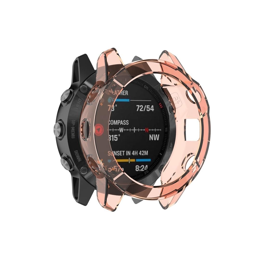 Suitable for Garmin Fenix 6X / 6X Pro Transparent TPU Silica Gel Watch Case (Transparent orange)