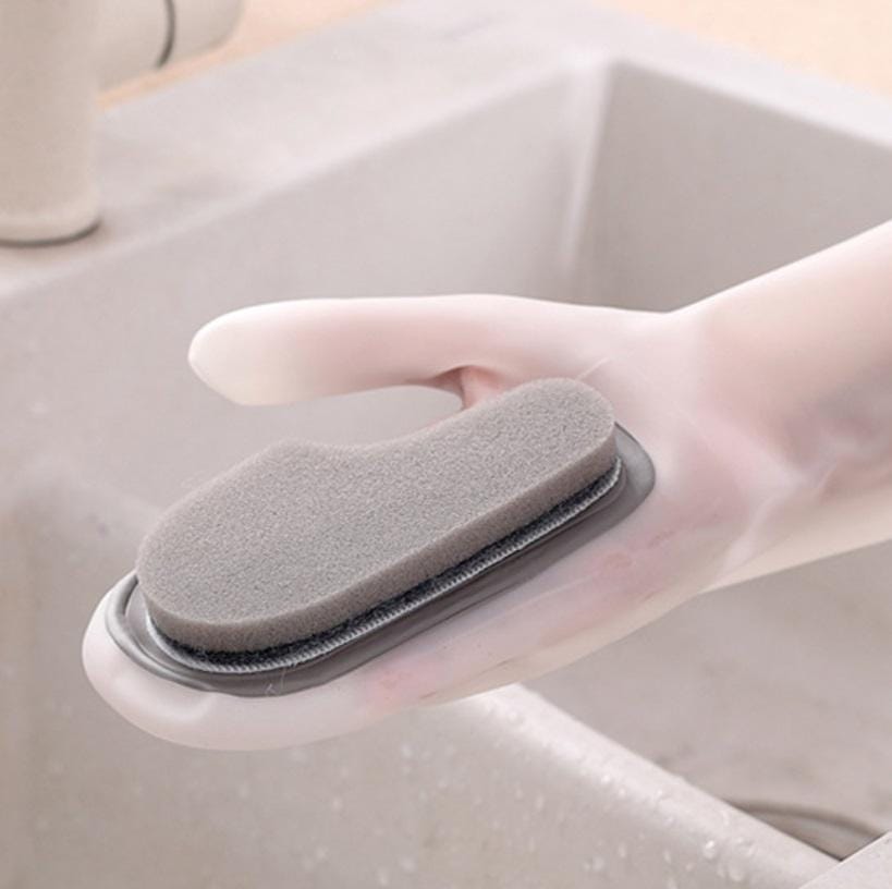 5 PCS Dishwashing Gloves Non-Oily Kitchen Waterproof Housework Wipes, Style:Sponge Gloves