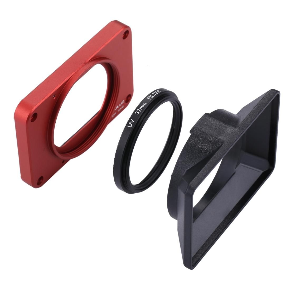 PULUZ Aluminum Alloy Front Panel + 37mm UV Filter Lens + Lens Sunshade for Sony RX0 / RX0 II, with Screws and Screwdrivers (Red)