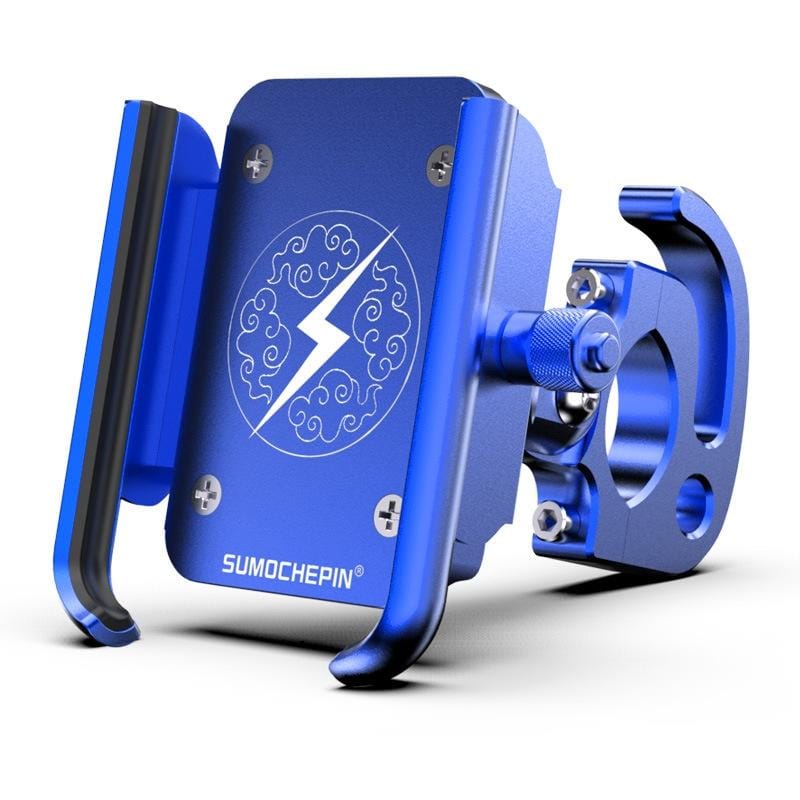 Motorcycle Aluminum Alloy Mobile Phone Bracket with Hook, Suitable for 4-6.5 inch Phones (Blue)