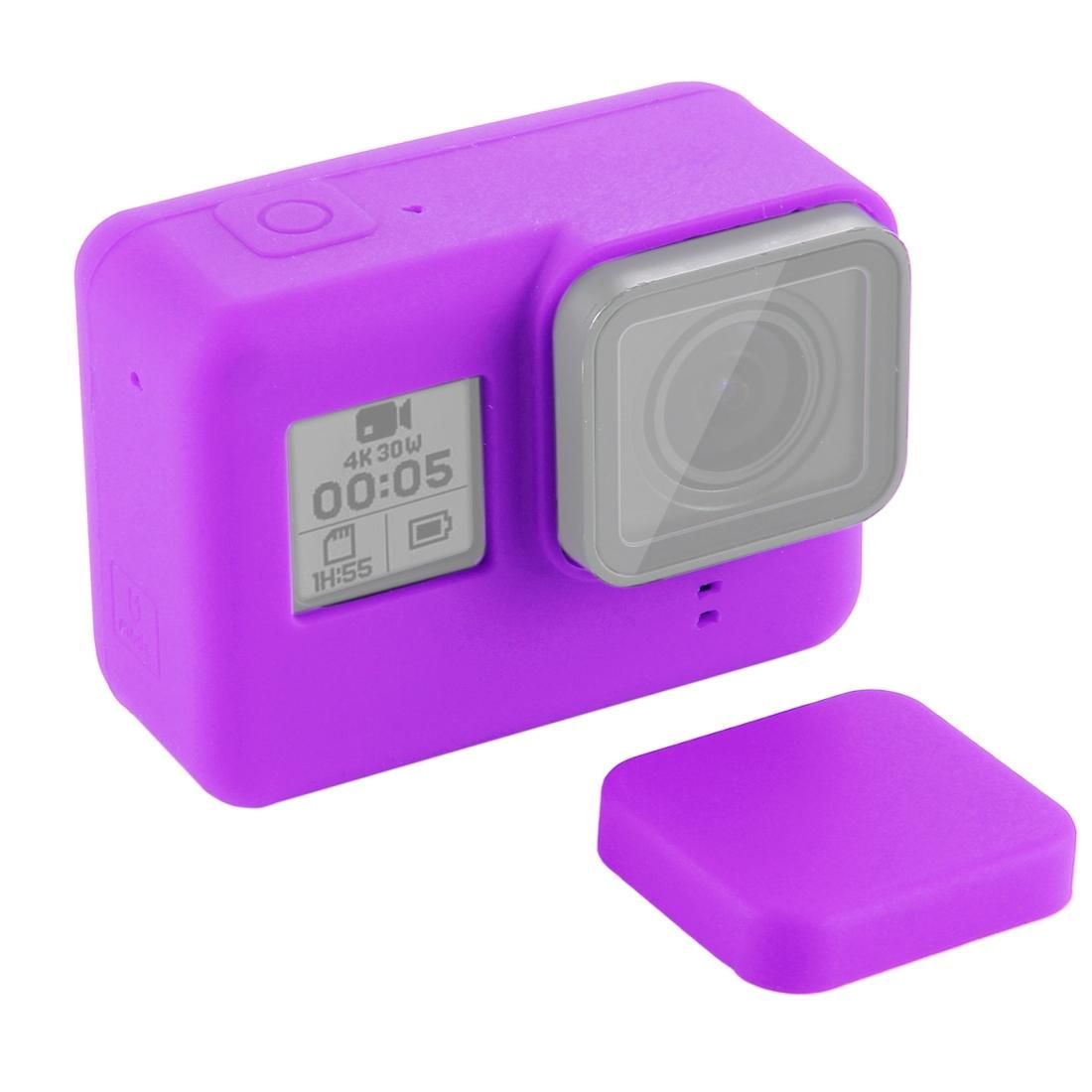 Silicone Protective Case with Lens Cover for GoPro HERO7 Black /7 White / 7 Silver /6 /5 (Purple)