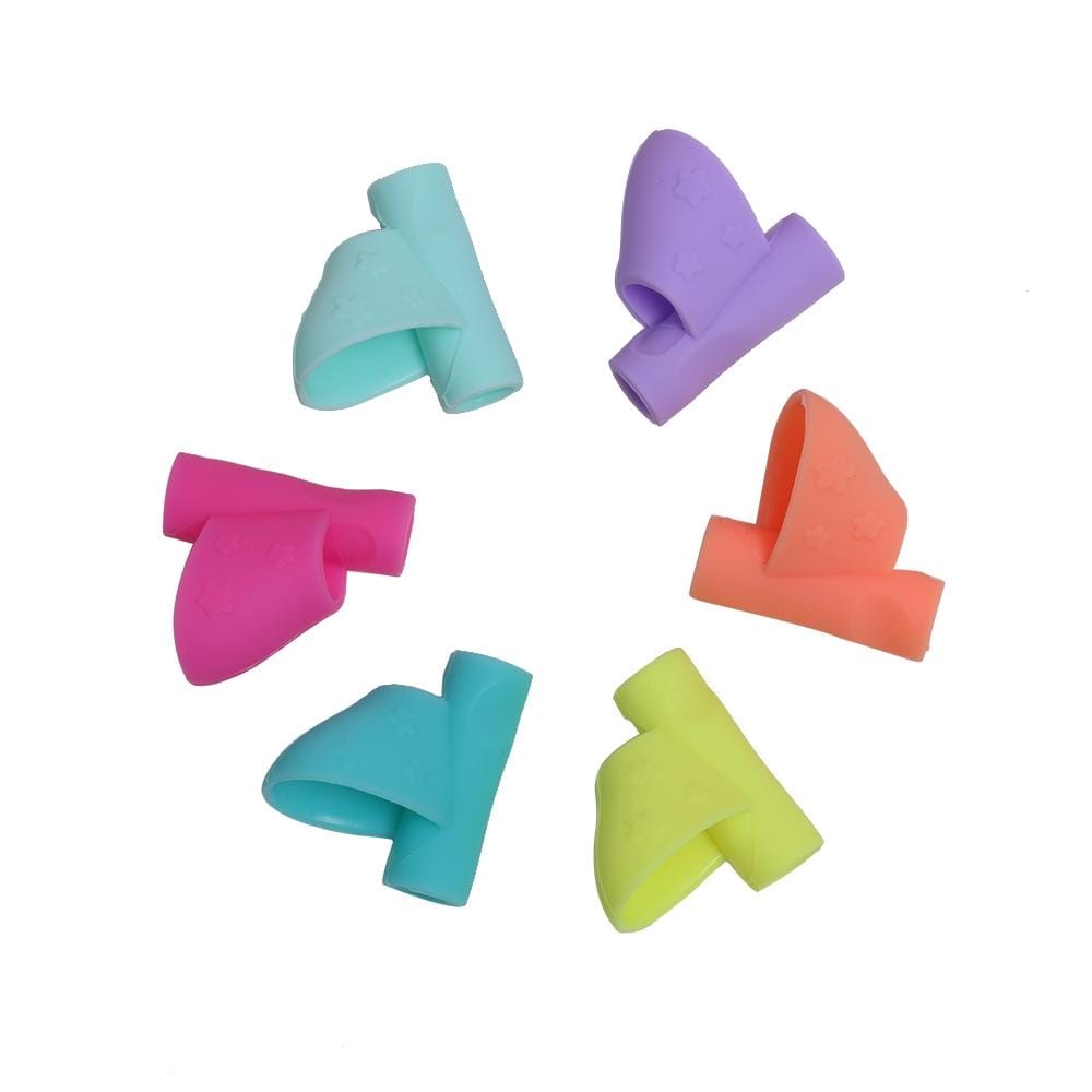 6 PCS / Set?Flowers Pattern Holding Pen Posture Corrector Silicone Pen Case Writing Posture Tools