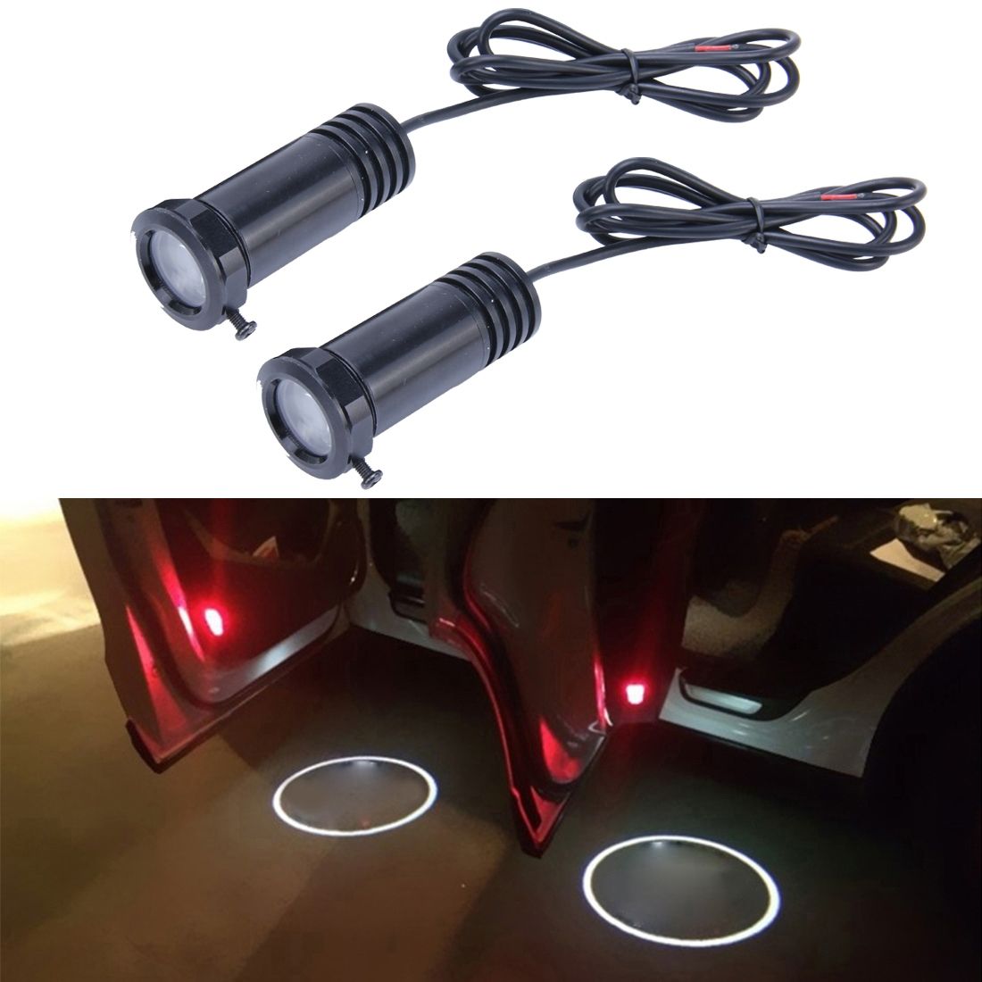 Car Door LED Laser Welcome Decorative Light, LED Laser for MAZDA Logo (Black)