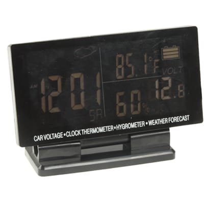 4.6 inch LCD Car Cigarette Lighter Powered Digital Clock + Voltage + Thermometer + Hygrometer, Size:12.6x6.5x2.5cm (Black)