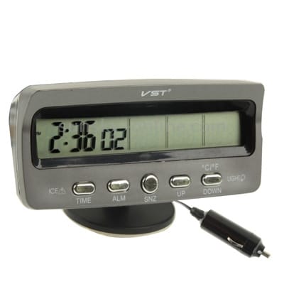3.6 inch LCD Car Digital Thermometer with Time / Date / Week / Alarm / Car Storage Battery Voltage Display (Black)