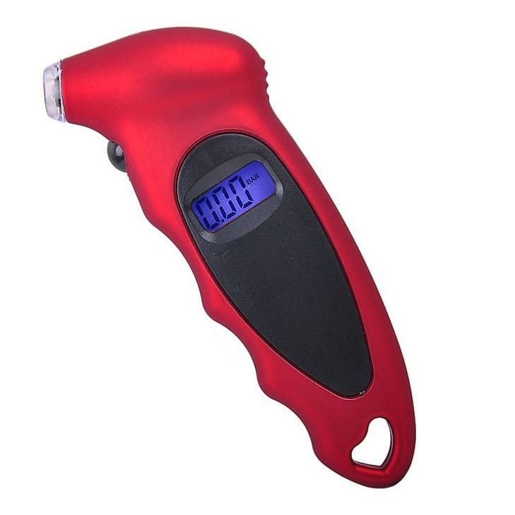 Digital Tire Gauge with LED Flash light, Pressure Range: 0-100PSI (Red)