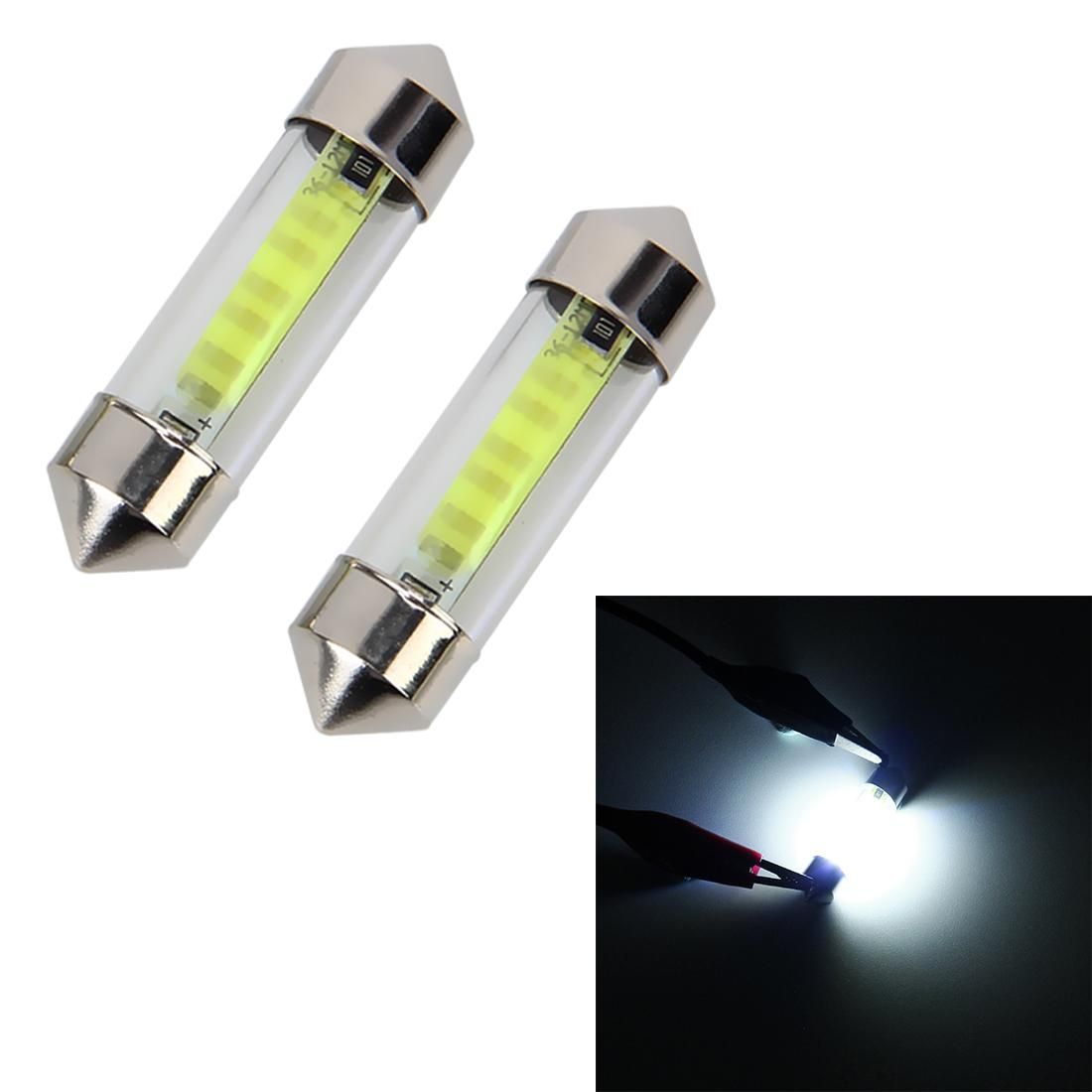 10 PCS 36mm 1W 6000K White Light Car Dome Lamp License LED Reading Light, DC 12V