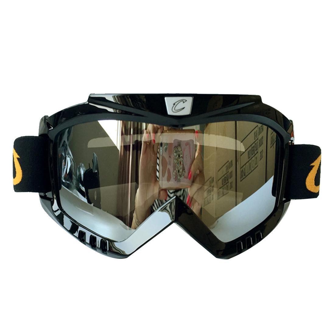 Motorcycle Helmet Riding Mask Goggles Set Outdoor Wind and Sand Resistant Off-road Harley Goggles Removable Masks (Silver)