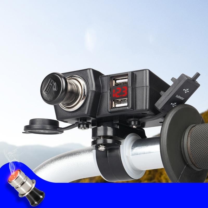 Motorcycle Car Dual USB Mobile Phone Charger With Cigarette Lighter Interface Multi-function Digital Display Car Charger, Style:DYUK Red Light