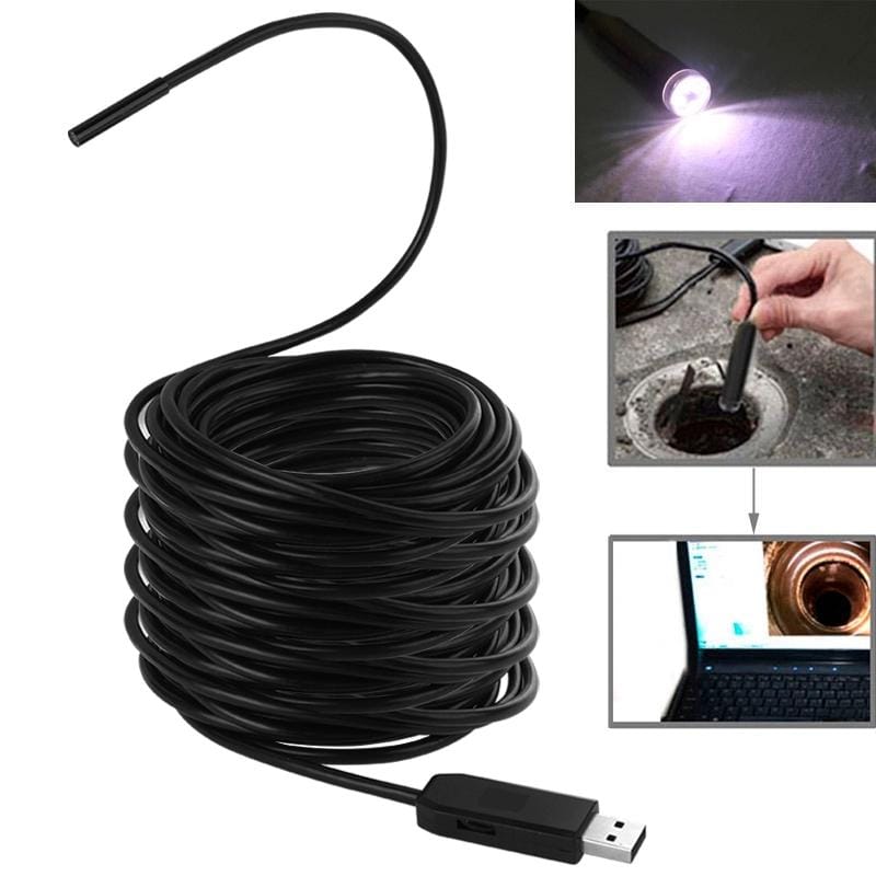 Waterproof USB Endoscope Inspection Camera with 6 LED, Length: 25m, Lens Diameter: 5.5mm