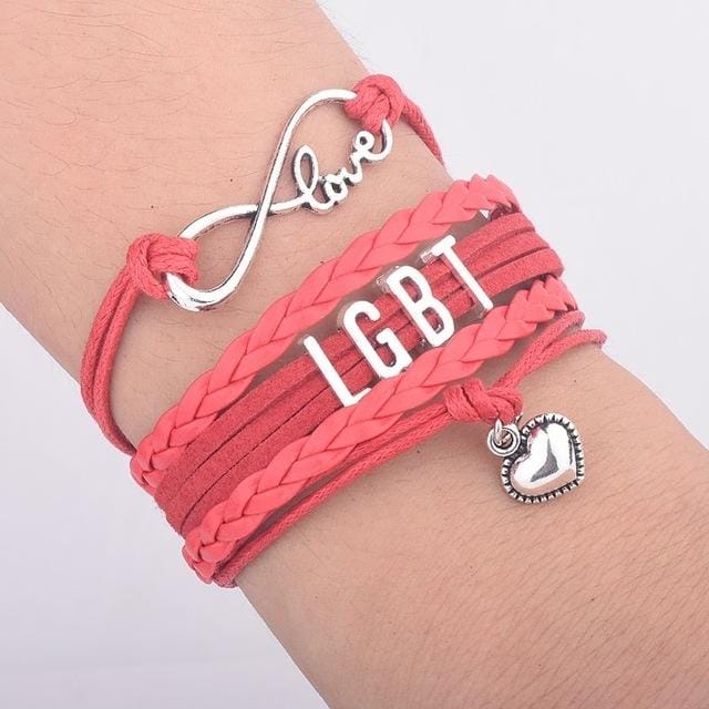LGBT Words Rainbow Bracelet (Red)