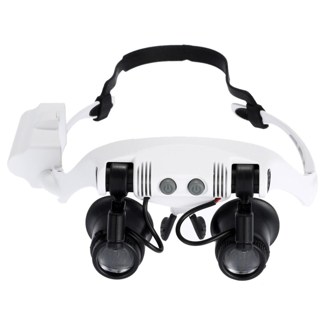 10X 15X 20X 25X Wearing Glasses Eyes Illuminated Magnifier Magnifying Watch Repairing Loupe With LED Light