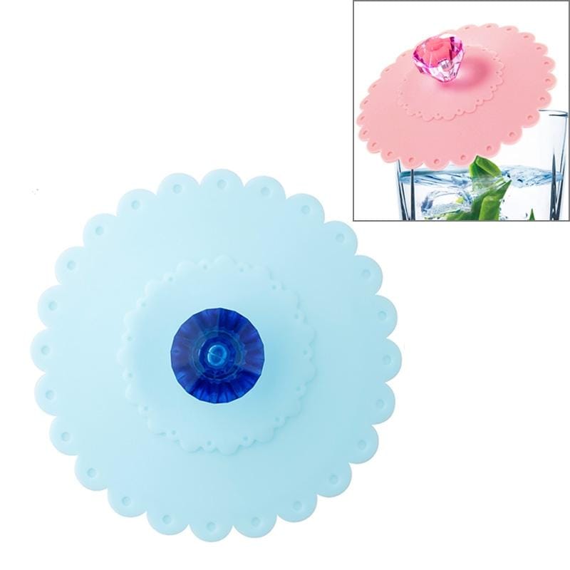 Lace Edge Dust-proof Environmental Protection Silicone Cup Cap (Fog Water Blue)