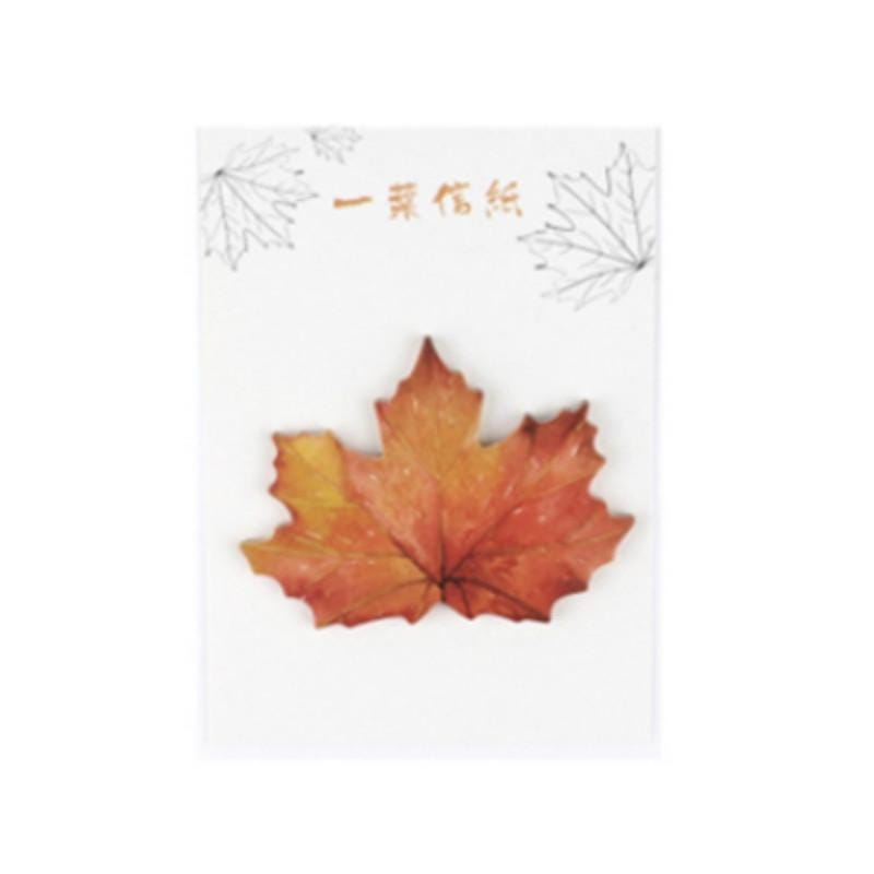 4 PCS Leaf Memo Pad Sticky Note Paper Sticker Stationery (Red)