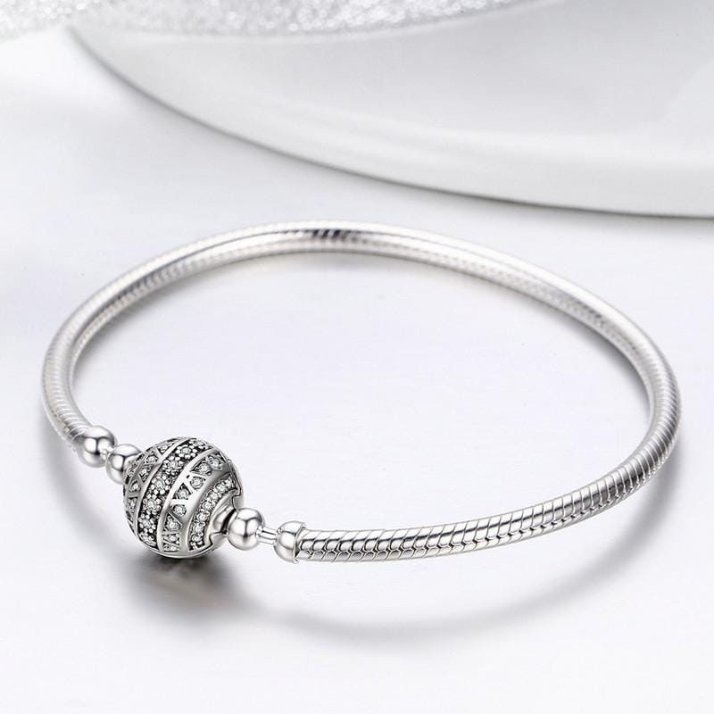 Exquisite Life S925 Sterling Silver Bangle Bracelet Inlaid with Gems, Size:18cm