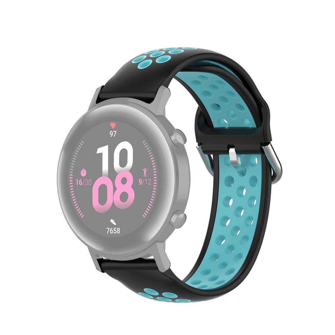 20mm Universal Sports Two Colors Silicone Replacement Strap Watchband (Black Teal)