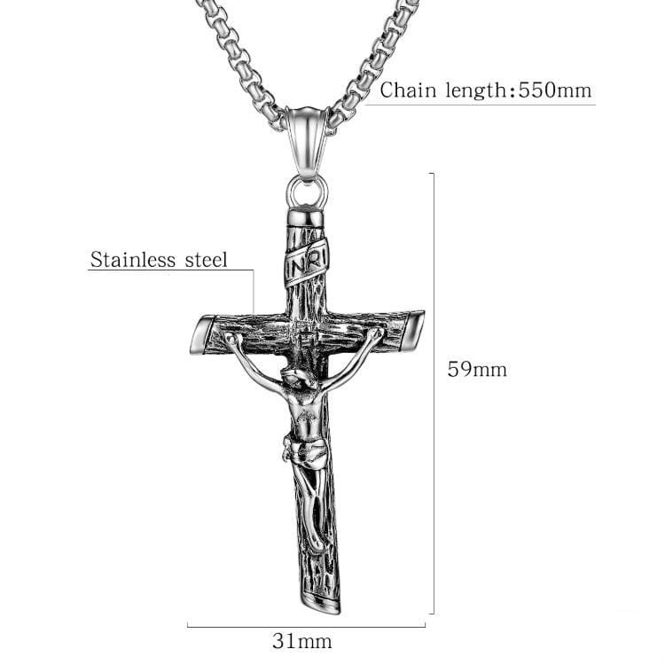 OPK 1668 Cross Pendant Classic Men Titanium Steel Necklace, Style:Pendant + Chain, Color:True Color