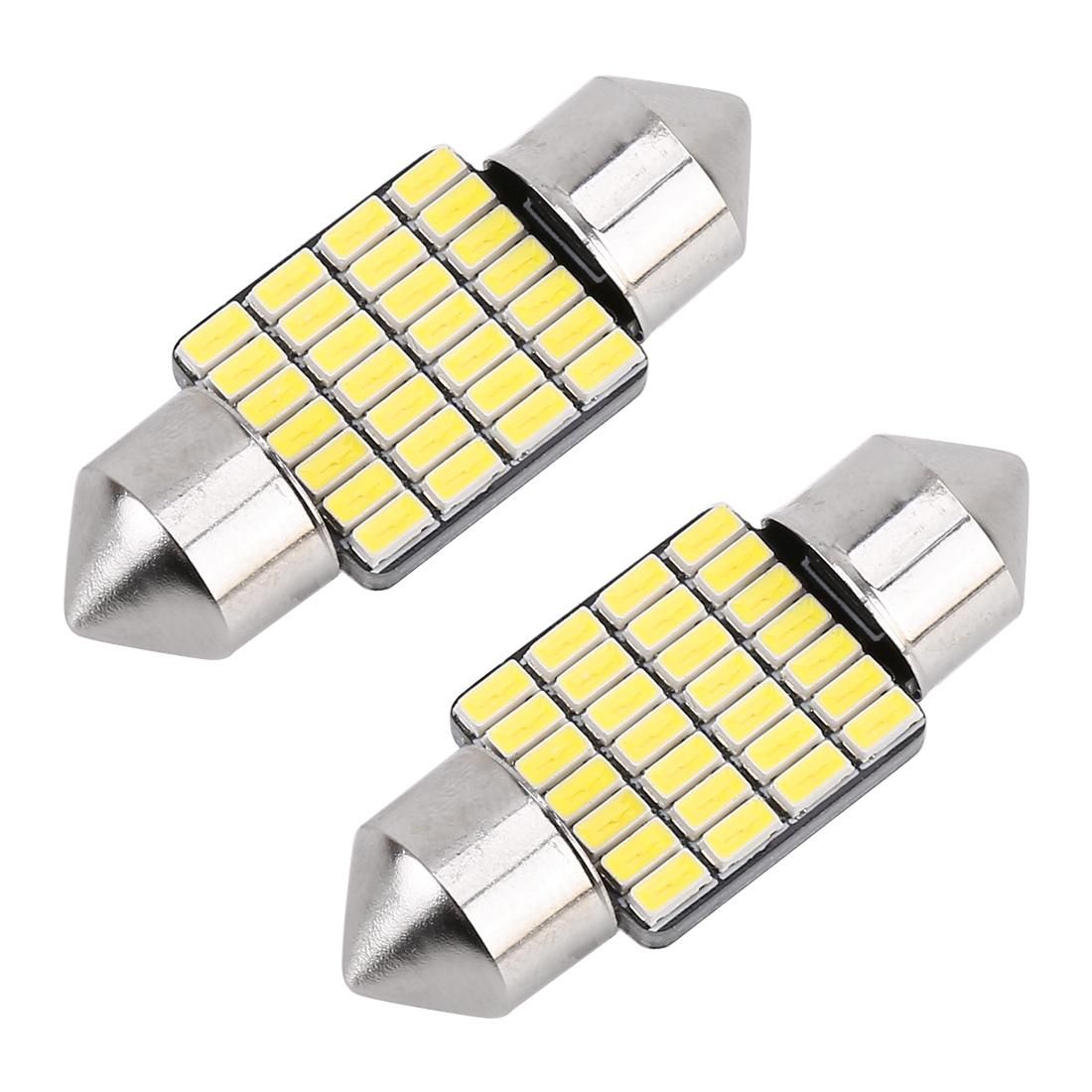 2 PCS 31mm DC12V / 1.2W / 6000K / 80LM 28LEDs SMD-3014 Car License Plate Light / Dome Light, with Decoder