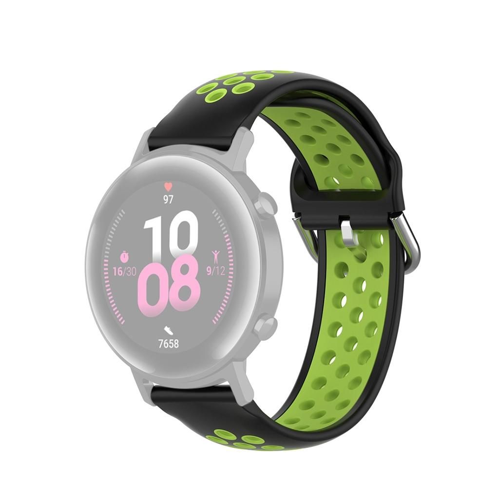 20mm For Huami Amazfit GTS / Samsung Galaxy Watch Active 2 / Huawei Watch GT2 42MM Fashion Inner Buckle Silicone Strap (Black green)