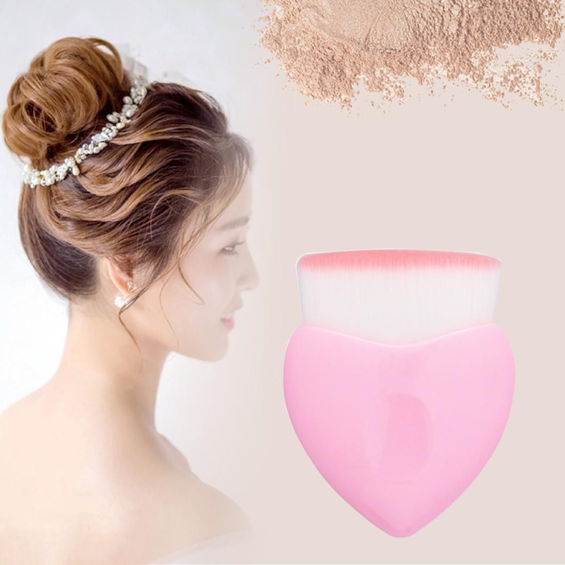 Heart Style Plastic Handle Flat Head Makeup Brush Cosmetic Foundation Cream Powder Blush Makeup Tool