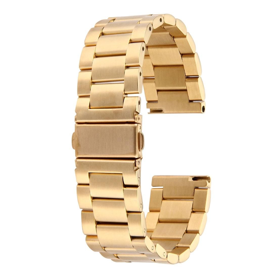 For Samsung Gear S2 Classic Smart Watch Butterfly Buckle 3 Beads Stainless Steel Watchband (Gold)