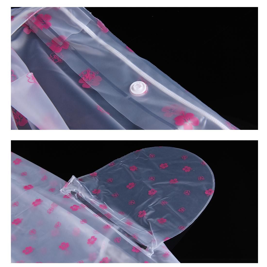 Waterproof Big Hat Transparent PVC Printing Flower Clear Motorcycle Person Poncho Adult Hooded Impermeable Raincoat Outdoor Rain Cape Coat