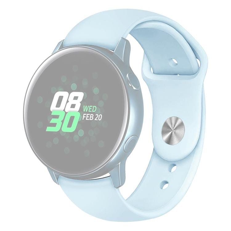 Monochrome Silicone Strap for Apply Samsung Galaxy Watch Active 20mm (Light Blue)