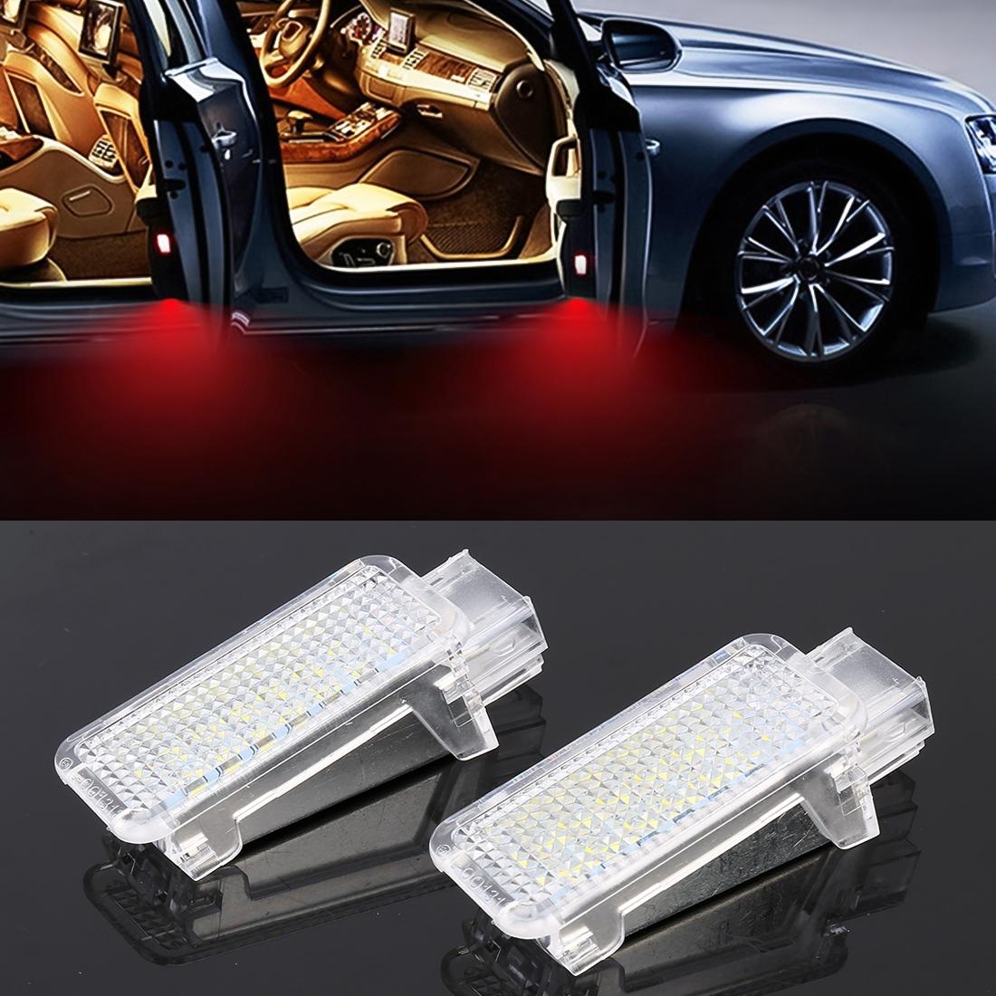 2 PCS LED Car DC 12V 1.5W Door Lights Lamps for Audi / Volkswagen (Red Light)
