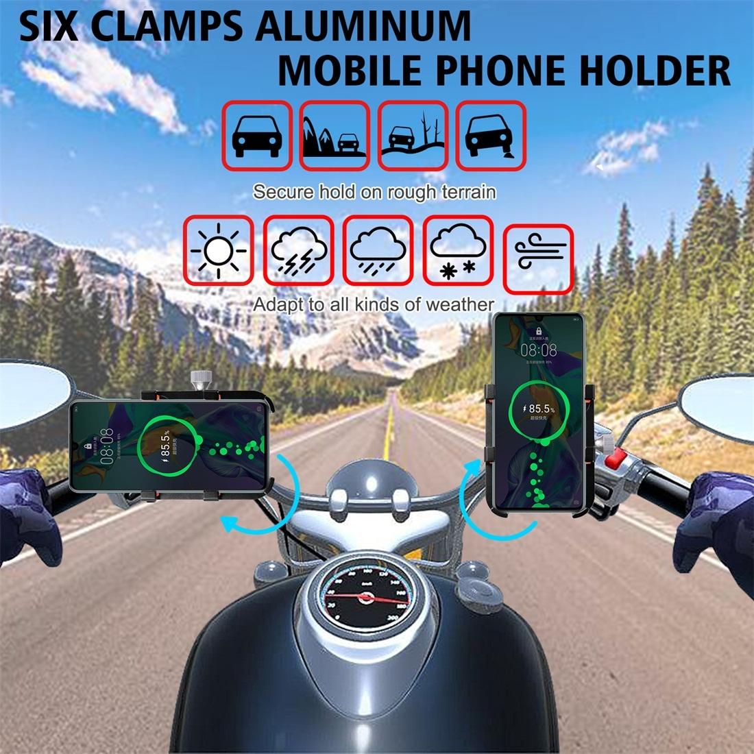 MPB-91 Motorcycle Six Claws Aluminium Alloy Mobile Phone Holder Bracket (Red)