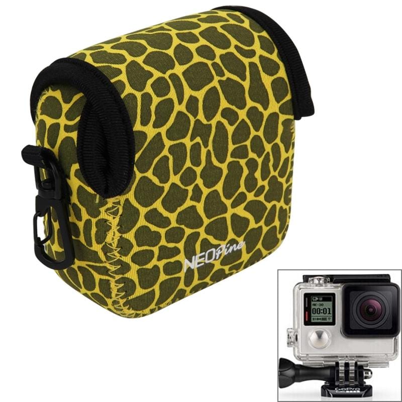 NEOPine GN-5 Leopard Texture Waterproof Housing Neoprene Inner Protective Bag Camera Pouch for GoPro HERO5/ 4 /3+ /3 /2 /1 (Yellow)