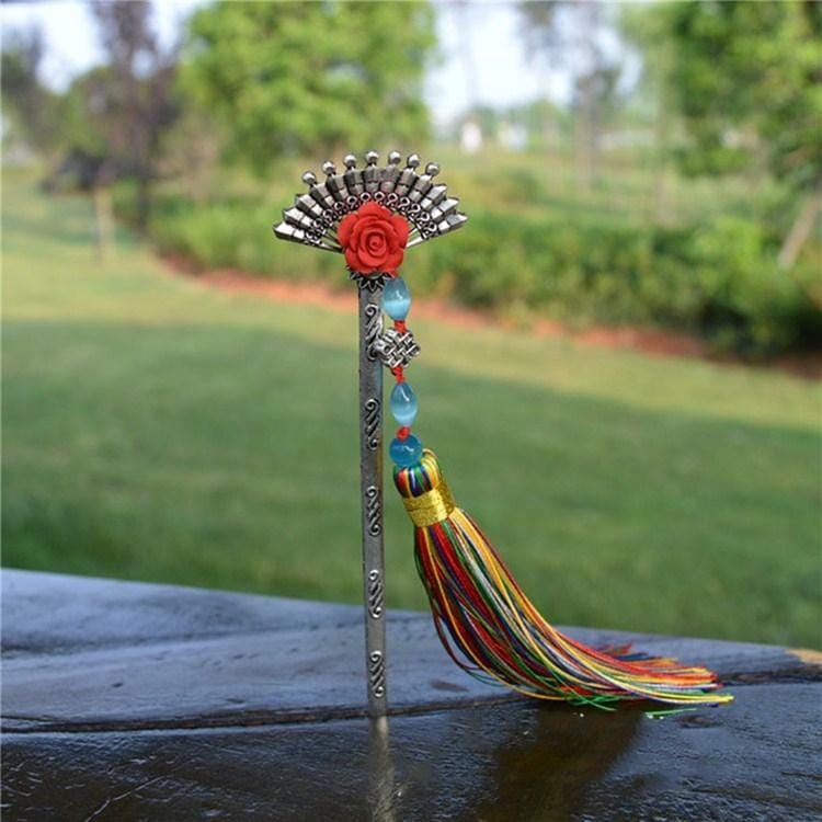 Creative Classical Metal Tassel Fan Bookmark