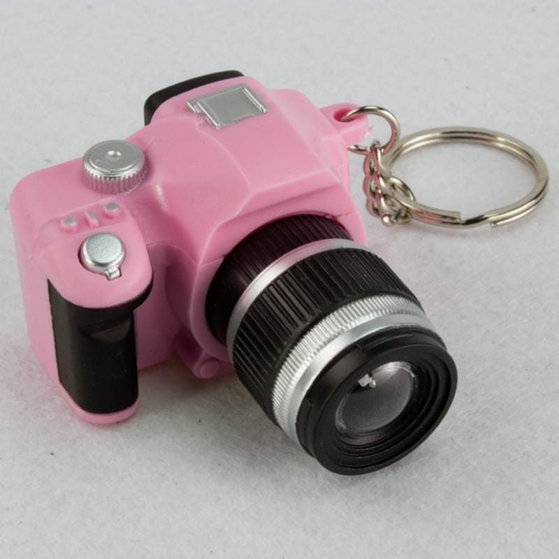 Children Mini SLR Camera Model Style Key Chain Small Pendant with Sound & LED Light (Pink)