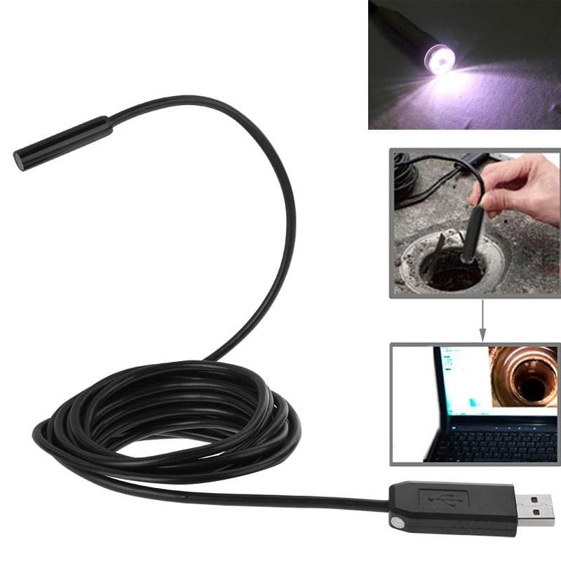 Waterproof USB Endoscope Inspection Camera with 6 LED for Parts of OTG Function Android Mobile Phone, Length: 2m, Lens Diameter: 9mm (Black)