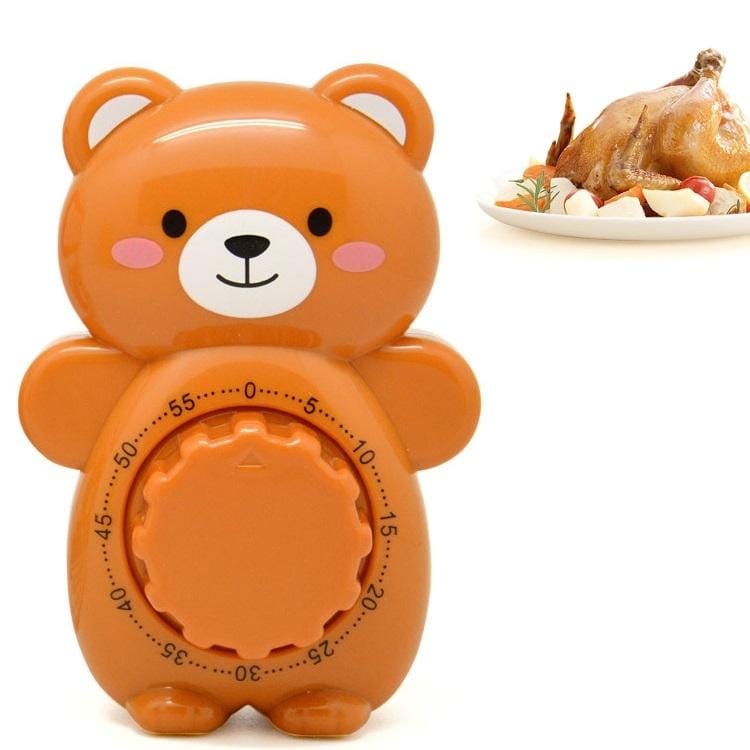 3 PCS Cartoon Bear Timer Kitchen Gadget Mechanical Timer (Brown)