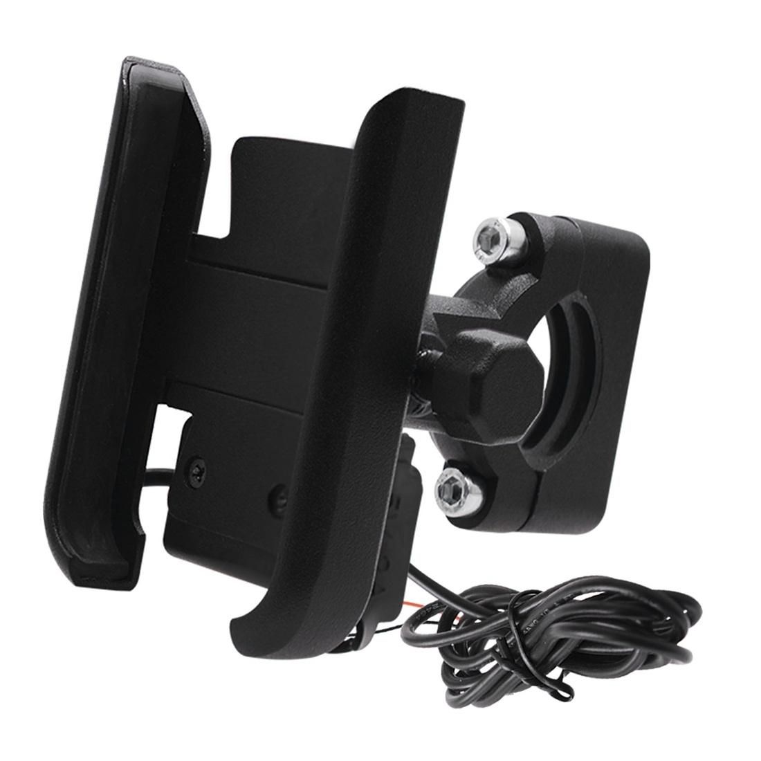 CS-856C1 Motorcycle Rotatable Chargeable Aluminum Alloy Mobile Phone Holder, Handlebar Version (Silver)