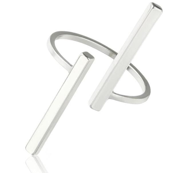 Creative Simple Geometry Opening Finger Rings Personality Jewelry (Silver)