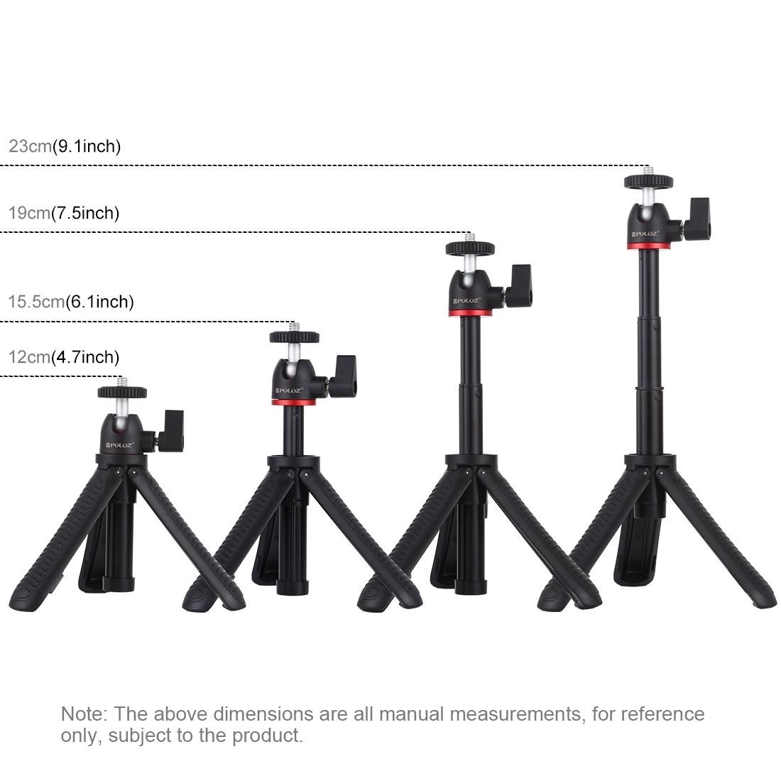 PULUZ Selfie Sticks Tripod Mount + Phone Clamp with Tripod Adapter & Long Screw (Black)
